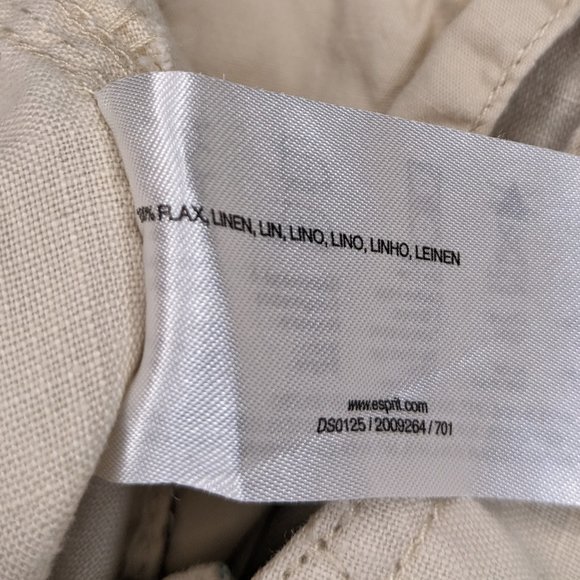 Vintage Y2K Esprit 100% Linen Sailor Style Button Front Wide Waistband Capris - Picture 5 of 13